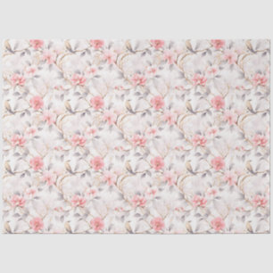 Papier Mousseline Rose Pâle Fleur Asiatique Oiseau