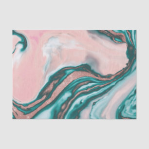 Papier Mousseline Rose Parties scintillant or rose Turquoise marbre 
