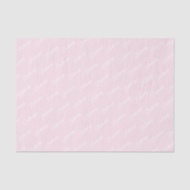 Papier Mousseline Rose pastel avec texte blanc. (Recto)