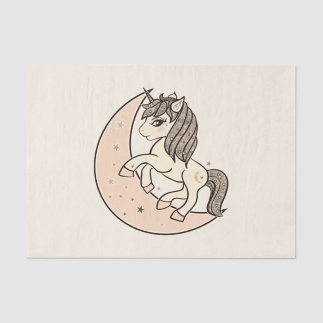 Papier Mousseline Rose Pêche Blush Céleste Baby Shower Lunaire (Recto)