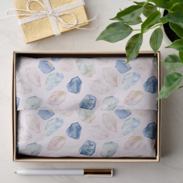 Papier Mousseline Rose Quartz Lapis Lazuli Crystals (Cadeau)