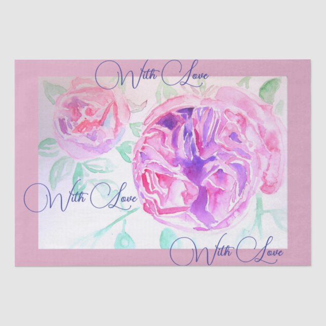 Papier Mousseline Rose rose Aquarelle Lilac Rose Fleur Floral (Recto)