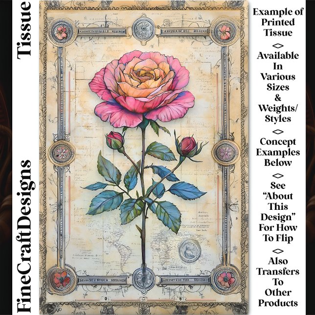 Papier Mousseline Rose rose simple, Découpage CZ9 (Créateur téléchargé)