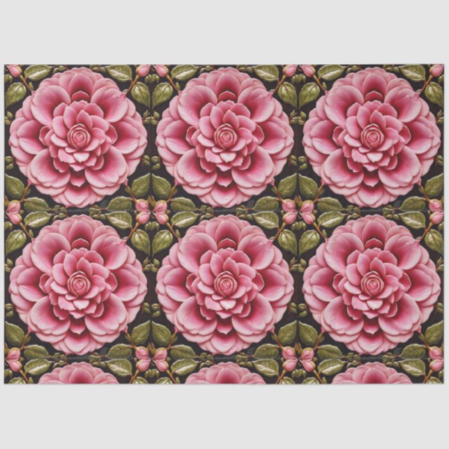 Papier Mousseline Rose Roses tendance belle collection (Recto)