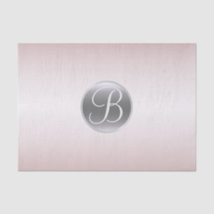 Papier Mousseline Rose saumon éclatant Élégant monogramme lettre ini