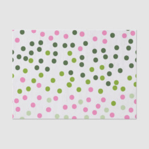 PAPIER MOUSSELINE ROSE VERT POIS BLANC