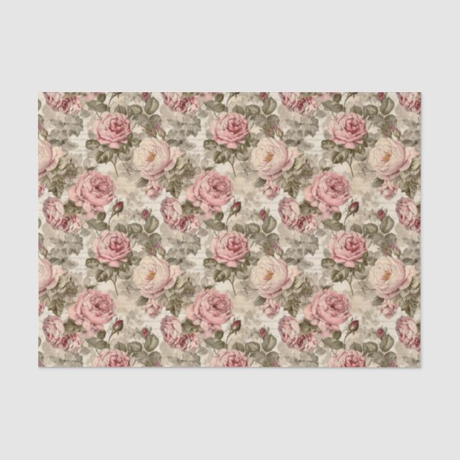 Papier Mousseline Rose victorien Ephémère Florale Découpage (Recto)