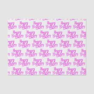 Papier Mousseline Rose vif JOYEUX ANNIVERSAIRE Fête personnalisée