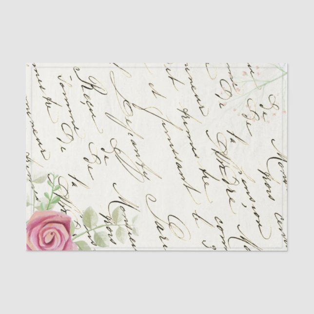 Papier Mousseline Rose Vintage en français (Recto)