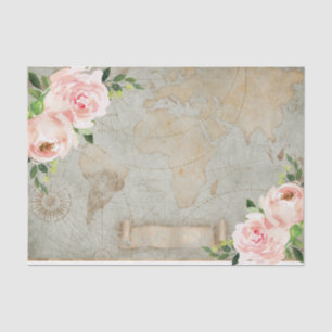 Papier Mousseline Rose Vintage Floral Vieux Monde Découpage de la ca