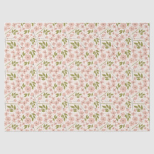 Papier Mousseline Rosée Brute, Ressort De Crème Motif Floral
