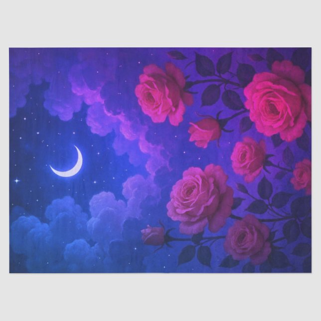 Papier Mousseline Roses and Moonlight Tissue Paper (Recto)