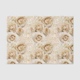 Papier Mousseline Roses beiges d'héritage avec la damassé