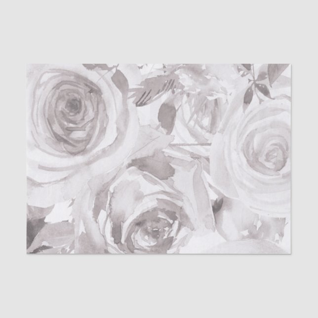 Papier Mousseline Roses Blanches Floral Rose Élégance Moderne Mariag (Recto)