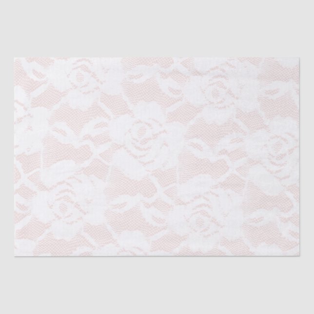 Papier Mousseline Roses blanches romantiques Mariage rose pâle (Recto)
