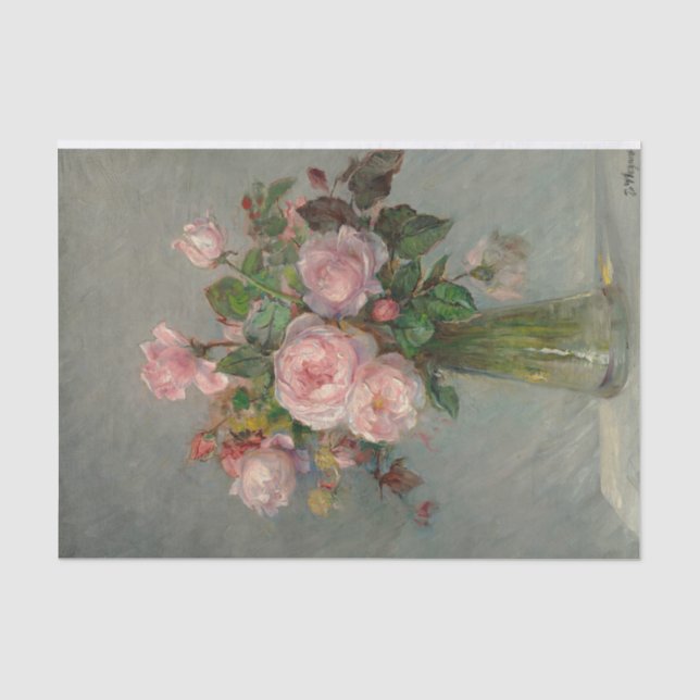 Papier Mousseline Roses dans un vase (Recto)