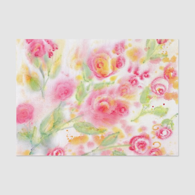Papier Mousseline Roses d'aquarelle Abstraits (Recto)