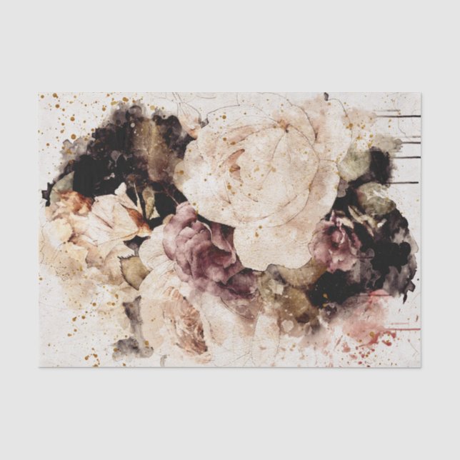 Papier Mousseline Roses d'aquarelle désespérés (Recto)