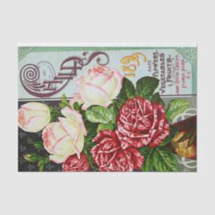 Papier Mousseline Roses de 1899 Antique Print Tissue Paper