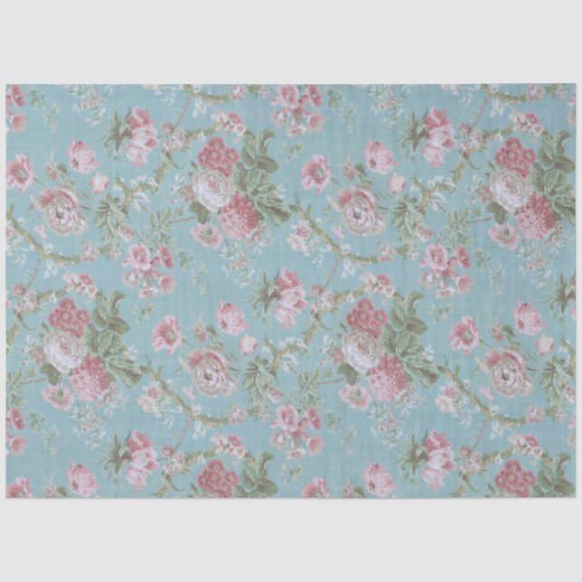Papier Mousseline Roses de ferme rose sur Arrière - plan bleu (Recto)