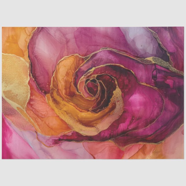 Papier Mousseline Roses de la série Encre d'alcool Conception #30 (Recto)