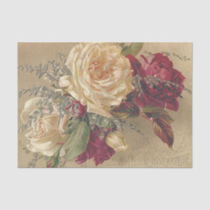Papier Mousseline Roses de Noël victoriennes 