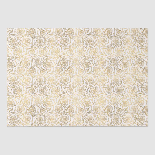 Papier Mousseline Roses d'or de Faux (Recto)