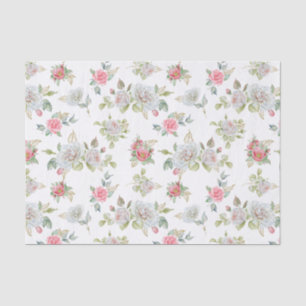 Papier Mousseline Roses élégants avec Feuilles gravés or