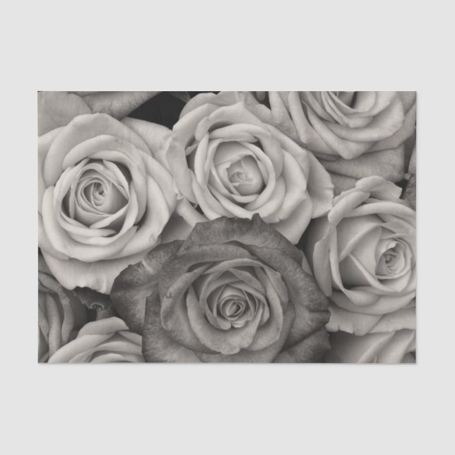 Papier Mousseline Roses en page Découpage noir et blanc (Recto)