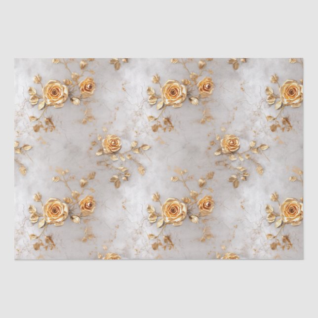 Papier Mousseline Roses jaunes romantiques (Recto)
