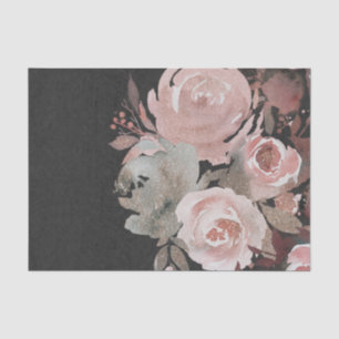 Papier Mousseline Roses Pailletées Rose Clair Fleurs Sombres Glamour