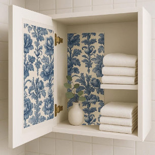 Papier Mousseline Roses Poétiques Toile de Jouy Florale Bleue Histor