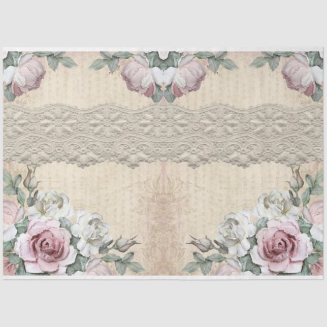 Papier Mousseline Roses pour la conception de la série Decoupage 27 (Recto)