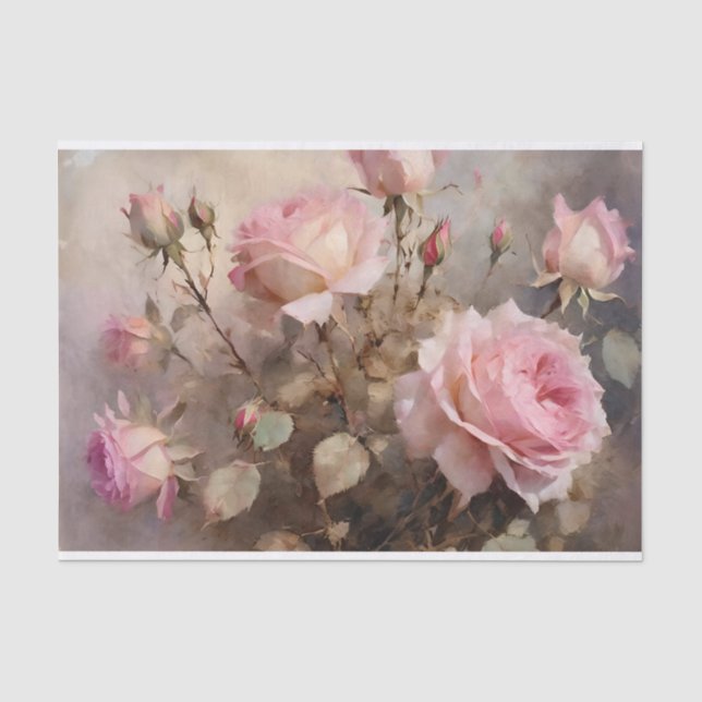 Papier Mousseline Roses roses élégantes (Recto)