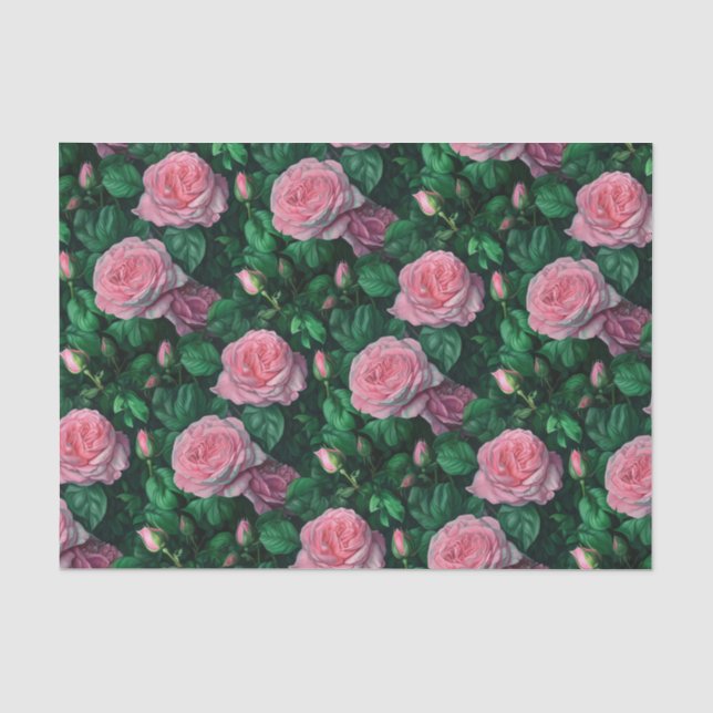 Papier Mousseline Roses roses élégantes (Recto)