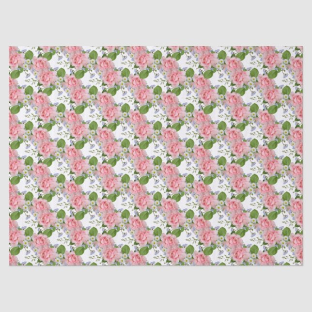 Papier Mousseline Roses roses, Fleurs Été Féminines (Recto)