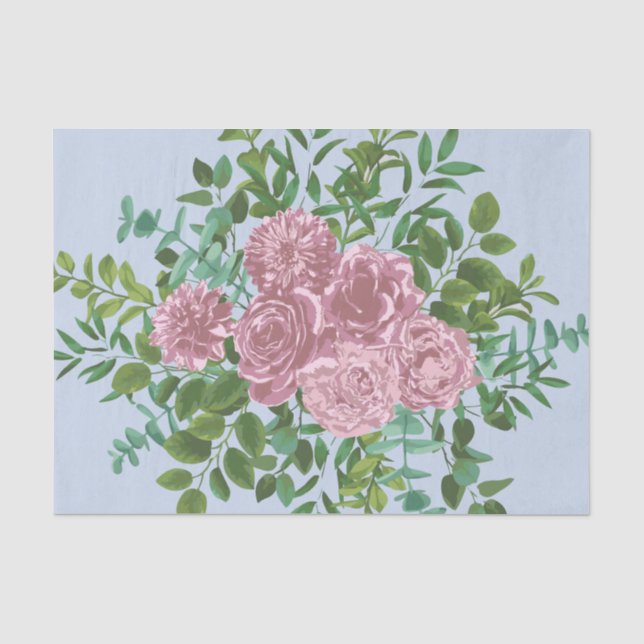 Papier Mousseline Roses roses Jardin Printemps Mariage (Recto)