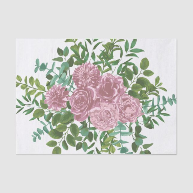 Papier Mousseline Roses roses Jardin Printemps Mariage (Recto)