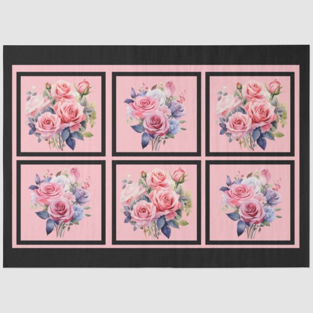 Papier Mousseline Roses roses roses Carrelage Découpage (Recto)