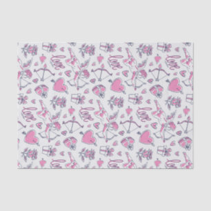 Papier Mousseline Roses roses roses Cupide Amour Coeur Motif Valenti