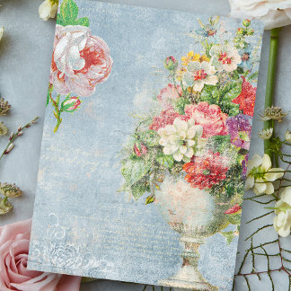 Papier Mousseline Roses roses roses romantiques et vieux script