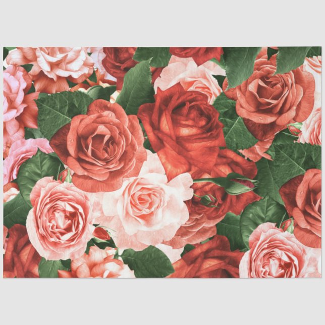 Papier Mousseline Roses roses roses rouges roses Réglages aléatoires (Recto)