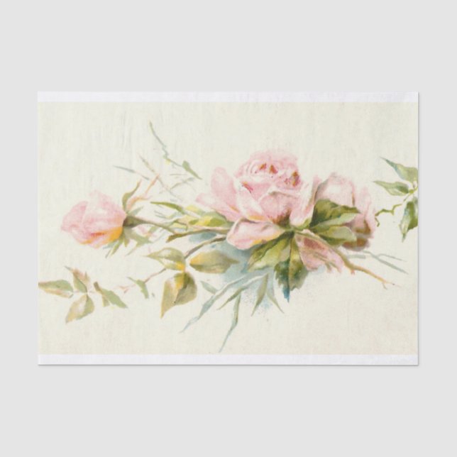Papier Mousseline Roses roses vintages (Recto)