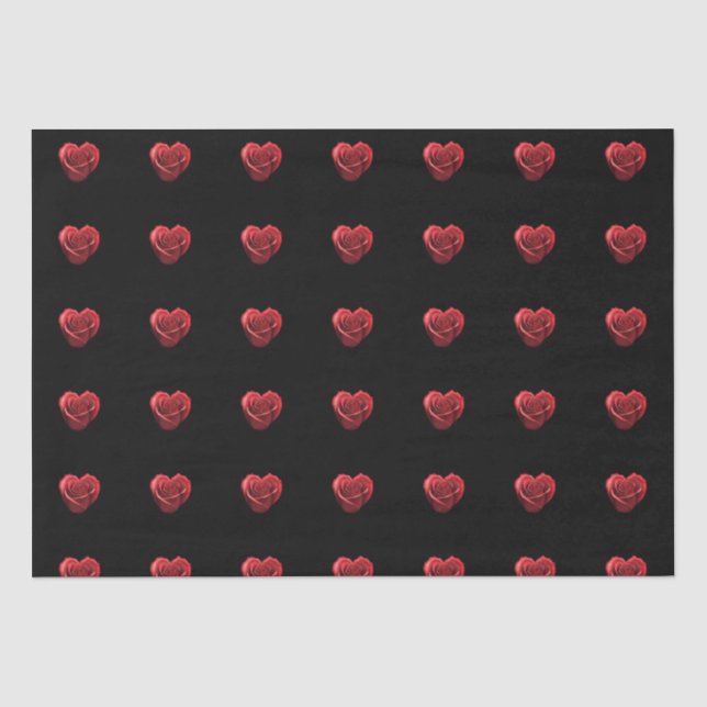 Papier Mousseline Roses rouges en forme de coeur - (Recto)