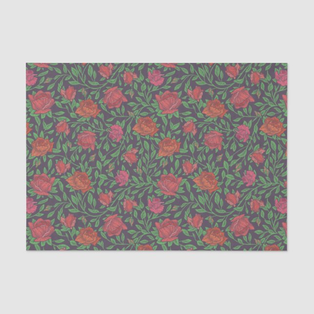 Papier Mousseline Roses rouges et fuchsia parfaites de style gothiqu (Recto)