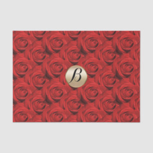 Papier Mousseline Roses rouges glamour Monogramme doré Élégant Moder
