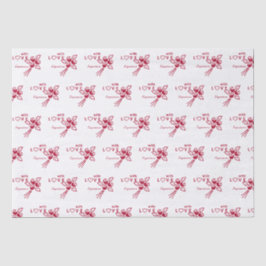 Papier Mousseline Roses rouges personnalisées "Avec L ❤️ VE"
