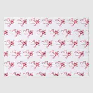 Papier Mousseline Roses rouges personnalisées "Avec L ❤️ VE"
