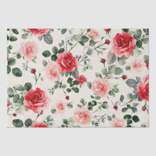 Papier Mousseline Roses rouges roses vintages Fête des mères
