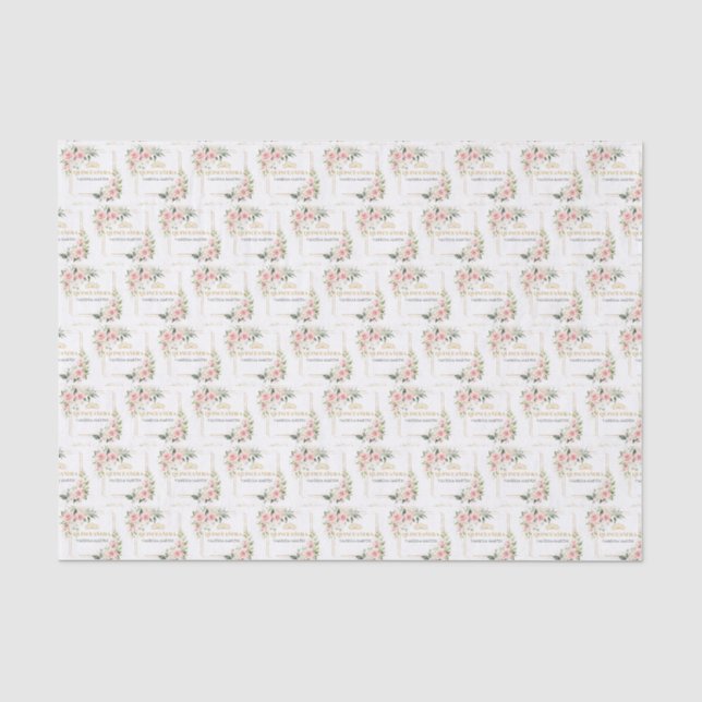 Papier Mousseline Roses rustiques rose rousse eucalyptus 15e anniver (Recto)